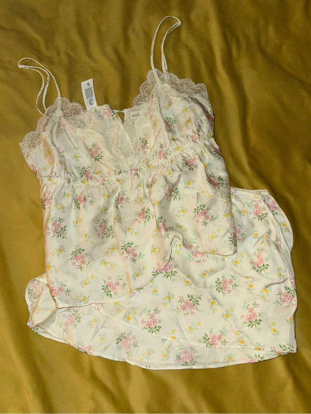 aerie satin pajama short and tank set